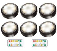 Dzxin Puck Lights Black LED Pilas, 6 PCS Inalámbrica Nocturna Luz Adhesiva para Vitrina, Armario, Pasillo y Cocina