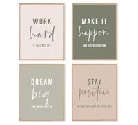 dzxnouart Juego de 4 impresiones motivacionales para pared de oficina, con citas positivas, póster de afirmaciones, decoración de pared para mujeres y hombres, sin marco (40 x 50 cm)