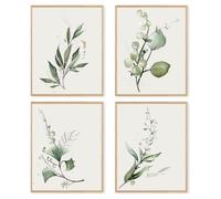 dzxnouart Juego de 4 pósteres de plantas botánicas para decoración de pared, hojas de eucalipto verde, impresión minimalista estética para oficina, baño, cocina, sin marco (21 x 30 cm)