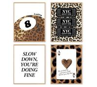dzxnouart Lienzo decorativo para pared, diseño de leopardo de la suerte, 8 bolas, picas, póquer, vintage, imágenes estéticas de guepardo para adolescentes, sin marco (40 x 60 cm)