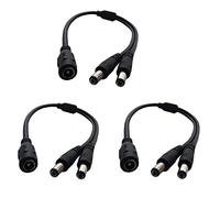 DZYDZR 3 Piezas DC 5,5 x 2,1mm Jack de Barril 1 Hembra a 2 Macho Cable de Alimentación 12V Cable de Distribución 22AWG 3A Cable de Cobre (30cm/1ft)