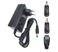 DZYDZR AC/DC Adaptador Fuente de Alimentación DC 12V 3A Adaptador de Corriente Enchufe de Pared 2,1/2,5mm x 5,5mm Enchufe y 3 Conectores de Cable de CC Hembra de 12V