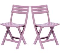 DZYHFCO DUANZEYUQA - Juego de 4 sillas de jardín plegables de plástico blanco para interiores y exteriores, muebles de comedor portátiles (rosa, paquete de 2)