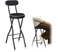 DZYHFCO DUANZEYUQA - Juego de taburetes plegables portátiles de respaldo alto con asiento acolchado, sillas altas plegables para cocina y desayuno (1 unidad, 75 cm)