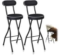 DZYHFCO DUANZEYUQA - Juego de taburetes plegables portátiles de respaldo alto con asiento acolchado, sillas altas plegables para cocina y desayuno (2 unidades, 55 cm)
