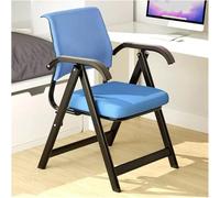 DZYHFCO DUANZEYUQA - Silla de escritorio ergonómica de malla con respaldo medio con reposabrazos y brazo tapizado para tableta, apilable, plegable (azul)