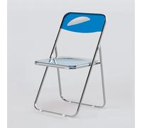 DZYHFCO DUANZEYUQA - Silla de maquillaje con respaldo plegable para el hogar y tienda de ropa, taburete transparente en 7 colores (azul)