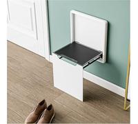 DZYHFCO DUANZEYUQA - Silla plegable para montar en la pared, banco de almacenamiento de zapatos, taburete oculto para porche, reposapiés, color dorado, ahorro de espacio (blanco)