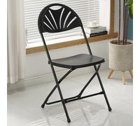 DZYHFCO DUANZEYUQA - Silla portátil plegable de plástico para eventos con respaldo y reposapiés, apilable y ligera (negro, cuadrada)