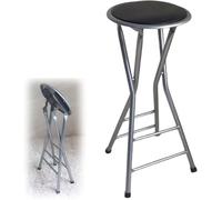 DZYHFCO DUANZEYUQA - Taburete plegable portátil de 24 pulgadas para adultos, sin respaldo, redondo, acolchado, marco de metal, silla plegable (negro, 28 pulgadas)