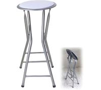 DZYHFCO DUANZEYUQA - Taburete plegable portátil de 24 pulgadas para adultos, sin respaldo, redondo, acolchado, marco de metal, silla plegable (blanco, 24 pulgadas)