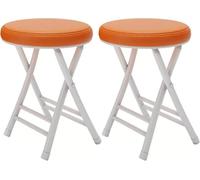 DZYHFCO DUANZEYUQA - Taburete plegable redondo acolchado portátil para dormitorio, cocina, tocador, iglesia, uso al aire libre, azul (naranja, 2 piezas)