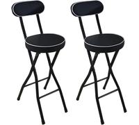 DZYHFCO DUANZEYUQA - Taburetes de bar plegables modernos con respaldo, juego de 2 barras altas de altura ajustable para cocina, desayuno (negro, 2 piezas, altura sentada 66 cm)