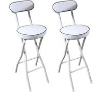 DZYHFCO DUANZEYUQA - Taburetes de bar plegables modernos con respaldo, juego de 2 barras altas de altura ajustable para cocina y desayuno (blanco, 2 unidades, altura sentada 61 cm)