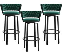 DZYHFCO HerfsT - Juego de 3 taburetes de bar giratorios de terciopelo de 75 cm con respaldo y reposapiés tejidos