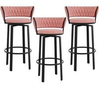 DZYHFCO HerfsT - Taburetes de bar (3 unidades, 75 cm, giratorios, con respaldo y reposapiés tejidos)