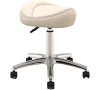 DZYHFCO Silla giratoria de altura ajustable, silla de oficina de 36-50 cm, taburete rodante para artistas con rueda giratoria de poliuretano, asiento de metal para salón de belleza (beige)
