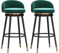 DZYHFCO Sillas de bar contemporáneas de terciopelo con respaldo, asientos acolchados y patas de metal, perfectas para islas de cocina (verde)