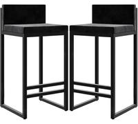 DZYHFCO Sillas de bar elegantes taburetes de bar con respaldo, asientos tapizados de terciopelo y base de metal, perfectas para encimeras de cocina e islas (negro, 75 cm)