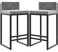 DZYHFCO Sillas de bar elegantes taburetes de bar con respaldo, asientos tapizados de terciopelo y base de metal, perfectas para encimeras de cocina e islas (gris, 75 cm)
