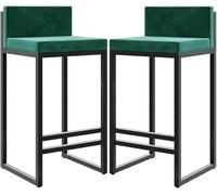 DZYHFCO Sillas de bar elegantes taburetes de bar con respaldo, asientos tapizados de terciopelo y base de metal, perfectas para encimeras de cocina e islas (verde, 65 cm)