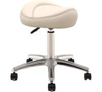 DZYHFCO Taburete ajustable - Silla giratoria de 360° con ruedas de poliuretano y base de metal - para higienistas dentales (beige)