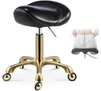 DZYHFCO Taburete rodante marrón negro, silla de salón profesional, giratorio ergonómico (negro)