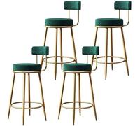DZYHFCO Taburetes de bar modernos para mostrador de casa, silla lateral redonda de terciopelo dorado con respaldo bajo con patas de hierro (verde, 76 cm, 4 piezas)