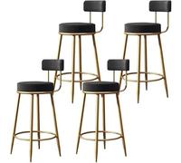DZYHFCO Taburetes de bar modernos para mostrador de casa, silla lateral redonda de terciopelo dorado con respaldo bajo con patas de hierro (negro, 76 cm, 4 piezas)
