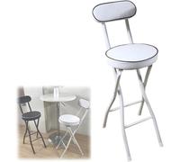 DZYHFCO Taburetes de bar plegables blancos, asiento acolchado, patas de metal y reposapiés para desayuno de cocina, altura sentada de 24 pulgadas (blanco 1 pieza, altura sentada 22 pulgadas)