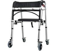 DZYHFCO Walking Aid Walker - Rodillo plegable con asiento y freno de empuje ajustable en altura para adultos mayores, freno de rueda para uso en interiores y exteriores