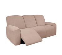 DZYP Funda de Sillón Reclinable Relax 1 2 3 Plazas Elástica Jacquard Suave Funda de Sofá con Bolsillos Laterales Protector de Muebles Cubre Sofá Antideslizante (Camello,3 plazas)