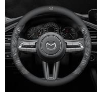 DZYYDS Funda Volante Coche para Mazda 3 2019-2025 Hatchback,Microfibra Cuero Cubierta de Volante con Coche Logo Emblemas Protector de Volante Coche Accesorios Interior Decoracion,A-White