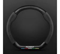 DZYYDS Funda Volante Coche para Peugeot 1007 2005-2009,Microfibra Cuero Cubierta de Volante con Coche Logo Emblemas Protector de Volante Coche Accesorios Interior Decoracion,M