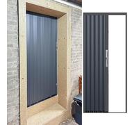 DZZTHSH Puerta de acordeón plegable de color gris, interior exterior, puertas plegables con cerradura de manija, puerta multiplegable de aluminio con aislamiento térmico y divisor de habitación