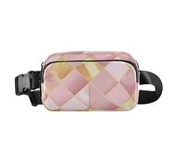 E and Gold Plaid Background Cute Crossbody Bag Waist Packs for Men Women Mini Sling Bag Travel Accessory with Adjustable Strap for Workout Running Hiking, Fondo de cuadros dorados y E, talla única