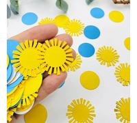 E-ASUM 100 confeti bohemio de sol, primer viaje alrededor del sol, eres mi sol, confeti de mesa, novia, baby shower, niños, niñas, revelación de género, decoración de fiesta de boda (azul)