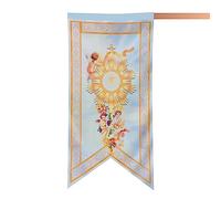 E&B PORRAS | Gallardete Corpus Christi | Decoración de balcones para el día del Corpus | Colgaduras religiosas 70cm x150cm | Con vaina para soporte | Colores vivos