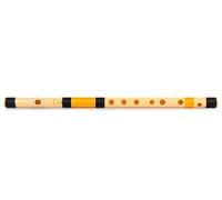 E Bansuri medio natural para diestros, negro y naranja, sintonizado con Tanpura A = 440 Hz, flauta de PVC + lecciones de flauta hindi e inglés