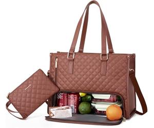 E,Bolso de Mano 2 en 1 para Mujer - Bolso de Negocios Grande y Elegante con Compartimento más Fresco, Bolso de Viaje o de Viaje - La Mejor combinación para el Almuerzo y el Trabajo