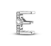E Charm de letra y corazón, accesorio de pulsera de plata de ley 925, compatible con con Pandora Bracelet Neckalce, regalo para mujeres