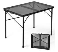 E EASTSTORM Mesa de Camping Plegable 90×60cm, Jardín, Barbacoa con Placa de Rejilla de Metal, Ligera y Portátil, Playa, Balcón