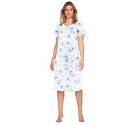 e.Femme® Camisón de manga corta para mujer ANA 1161 de 100% algodón, flores/azul, 50