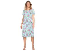 e.Femme® Camisón de manga corta para mujer ANA 1161 de 100% algodón, Flores/Rosa/Marrón, 48