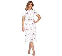 e.Femme® Camisón de mujer Kate 2348 manga corta, 100% algodón, Blanco/Berenjena, 38