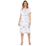 e.Femme® Camisón de mujer Kate 2348 manga corta, 100% algodón, Hortensias azules, 48