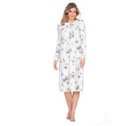e.Femme® Kate 1029 - Camisón de Manga Larga para Mujer, 100% algodón, Blanco/Azul, 56
