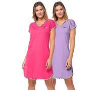 e.FEMME® Pack de 2 camisones Sandra 914 de algodón para mujer, Amaranto/Púrpura, 42
