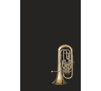 E-flat Tuba Notebook: 6"x9" matt black paperback journal - 120 lined pages - gold EEb bass tuba brass band