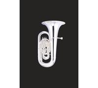 E-flat Tuba Notebook: 6"x9" matt black paperback journal - 120 lined pages - silver EEb bass tuba brass band